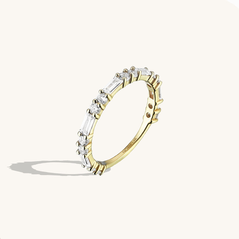 Alternating Baguette Ring in 14k Solid Gold