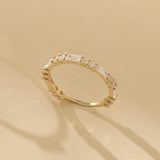 Baguette Cut CZ Stackable Eternity Band Ring in 14k Solid Gold
