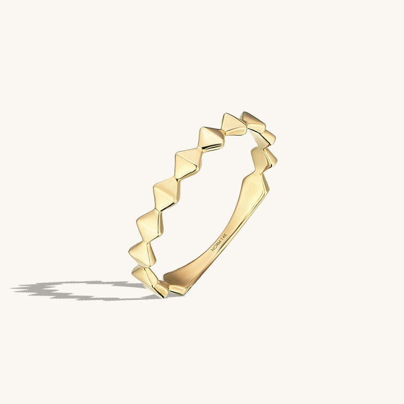 14k Solid Yellow Gold Stackable Angel Band Ring