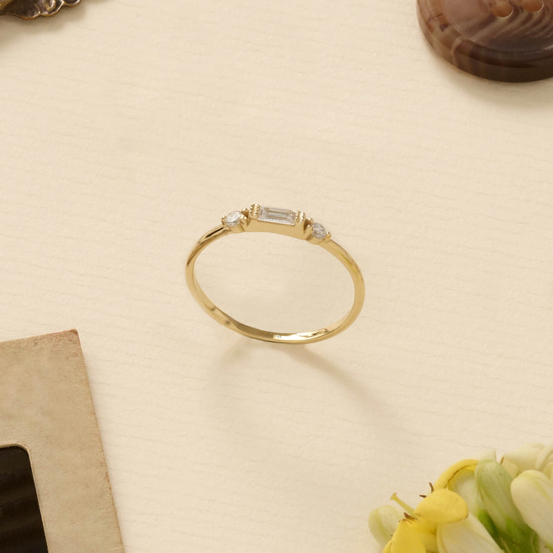 Dainty Baguette Band Ring in 14k Real Gold
