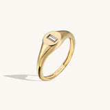 Women's Baguette Signet Ring in 14k Solid Gold