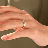14k Solid Gold Signet Ring with Baguette CZ Stone