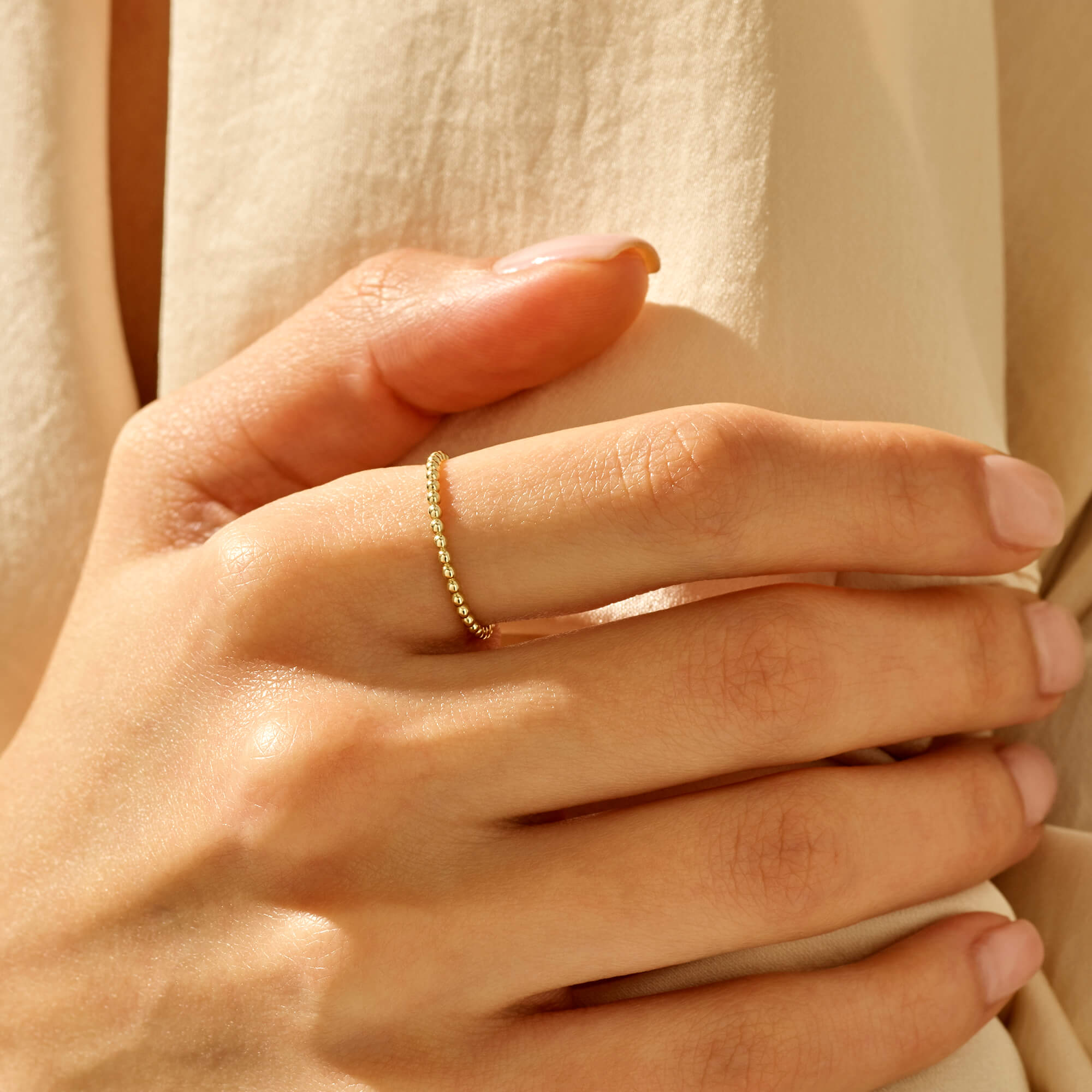 14k Solid Yellow Gold Mini Ball Ring 