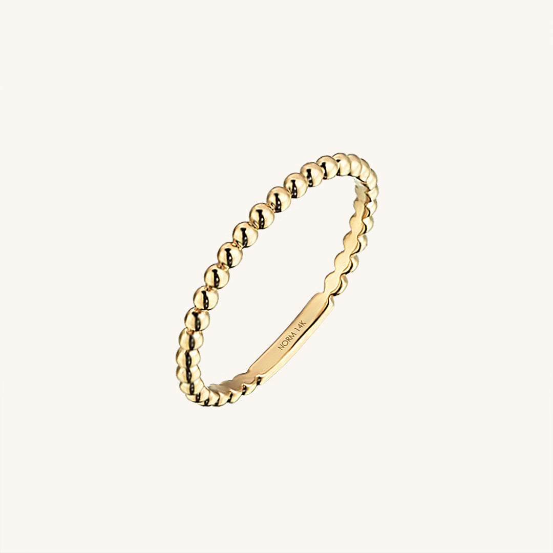 Ball Beaded Ring for Ladies in 14k Solid Gold