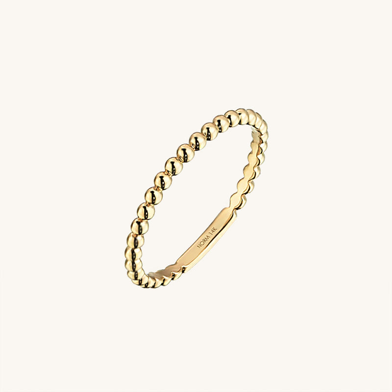 Ball Beaded Ring for Ladies in 14k Solid Gold