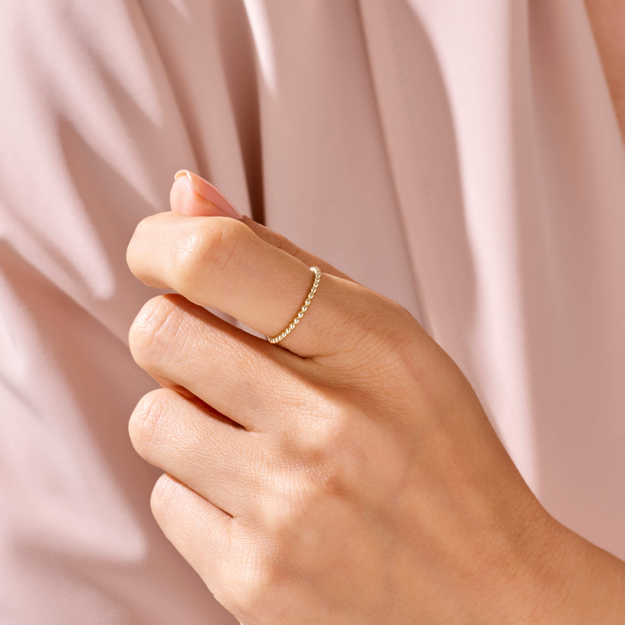 14k Real Yellow Gold Small Ball Ring 