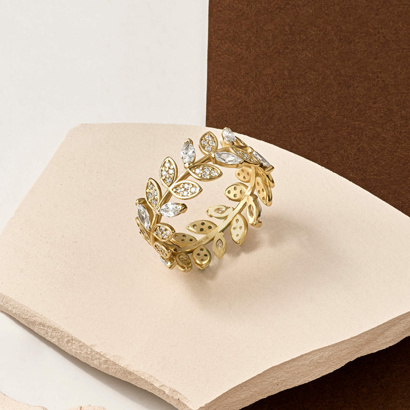 Thick Leaf Band Ring in 14k Yellow Gold