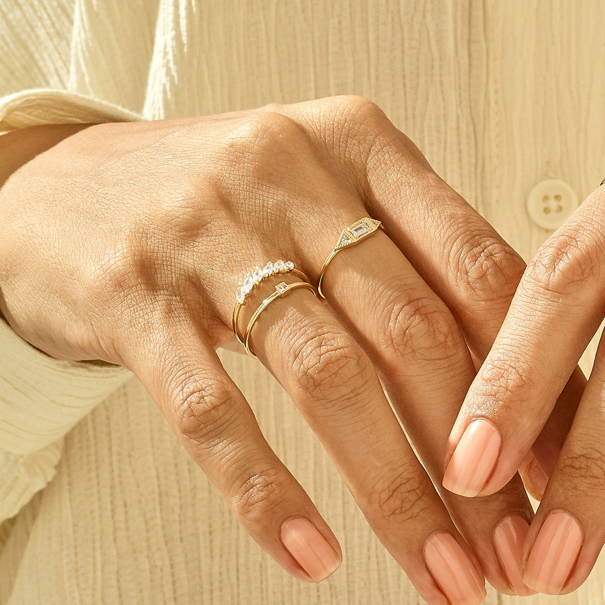 Baguette Cut Solitaire Ring in 14k Real Yellow Gold