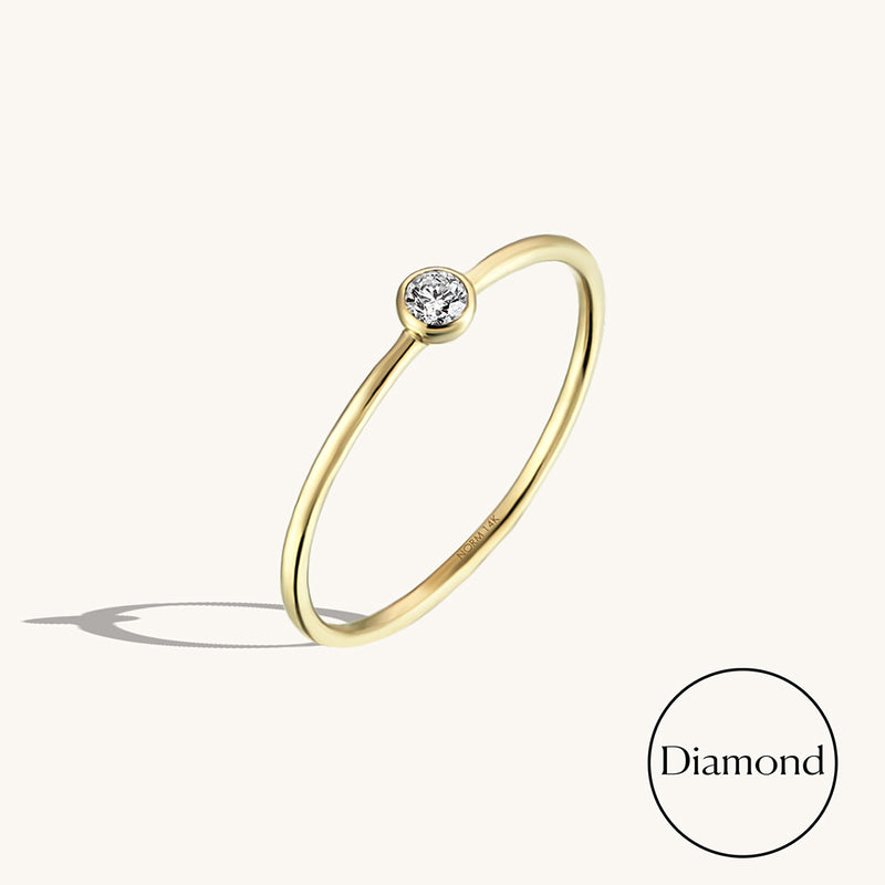 14k Gold Diamond Solitaire Ring