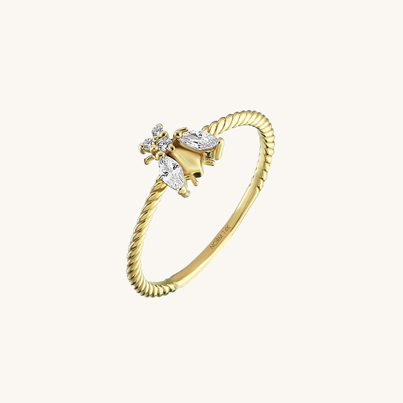 Mini Bee Stacking Ring in 14k Solid Gold 