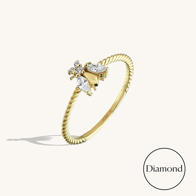 Diamond Bee Ring in 14k Gold