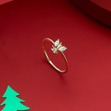 Minimalist Bumble Bee Ring in 14k Solid Yellow Gold