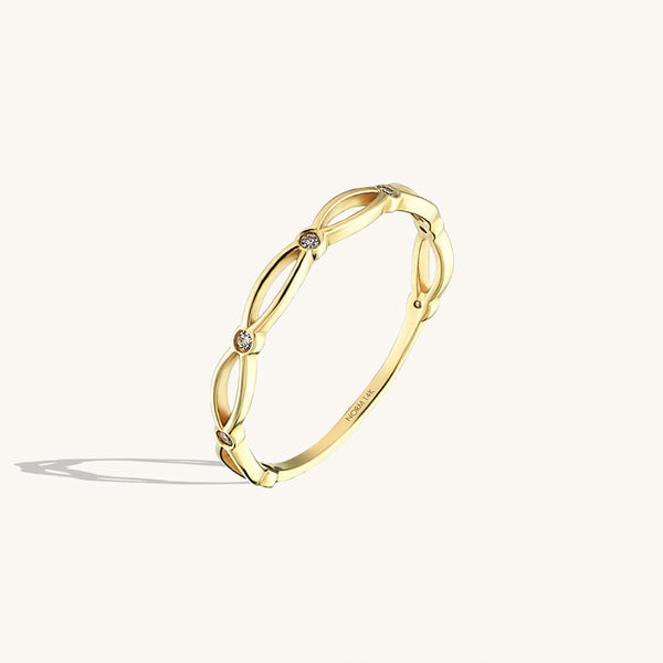 Spaced Bezel-Set Band Ring in 14k Real Yellow Gold