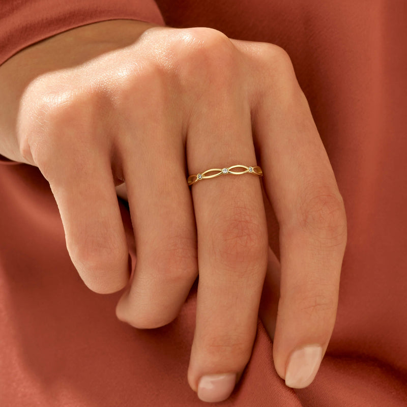 Bezel Band Stacking Ring in 14k Solid Gold