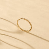 14k Real Gold Cubic Zirconia Bezel Dot Ring