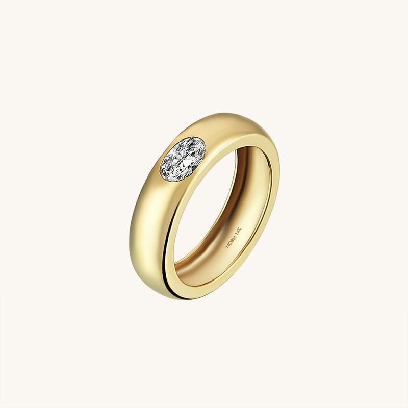 Bezel Setting Dome Band Ring in 14k Real Gold