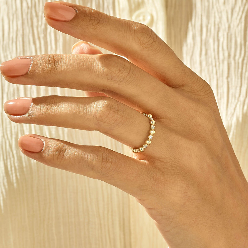 14k Solid Gold Bold Bead Stackable Ring