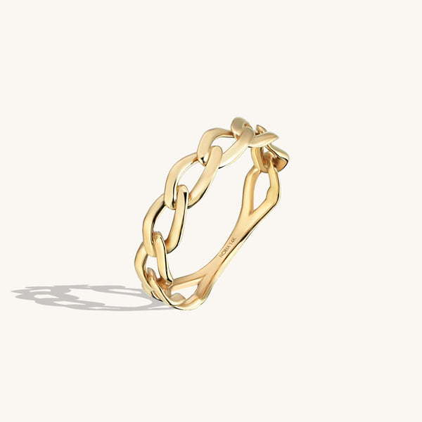 Bold Chain Ring in 14k Solid Gold
