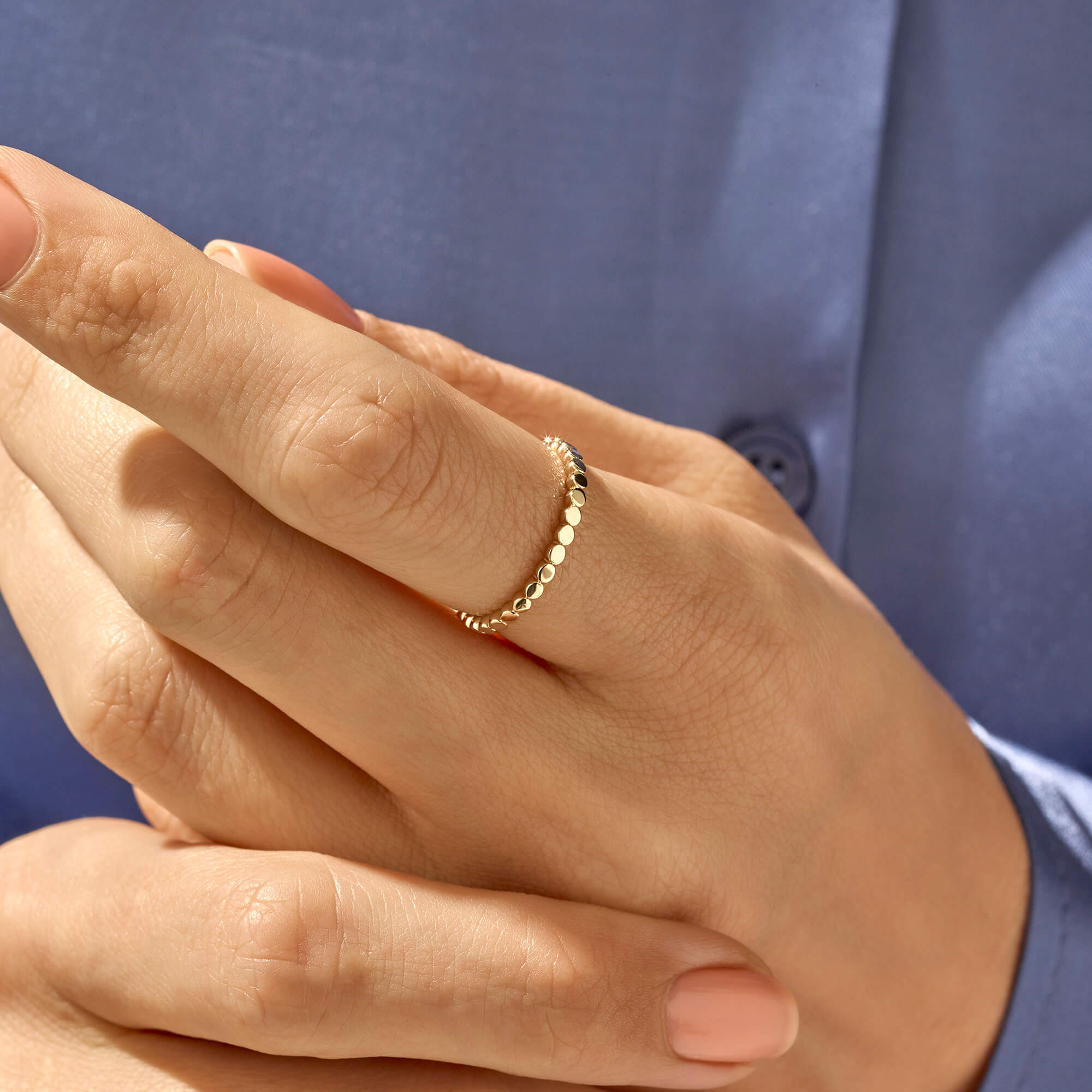 14k Solid Gold Bold Dot Stackable Ring