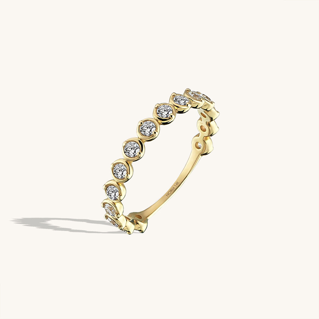 Bold Solo White CZ Paved Band Ring in 14k Solid Gold