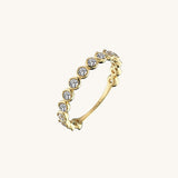 Bold Solo Eternity Band with White Circle Stones in 14k Solid Yellow Gold