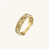 Designer Bold Square Carved Statement Band Ring in 14k Solid Gold