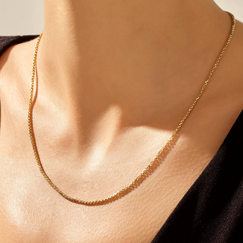 Women's 14k Real Yellow Gold Box Chain Necklace