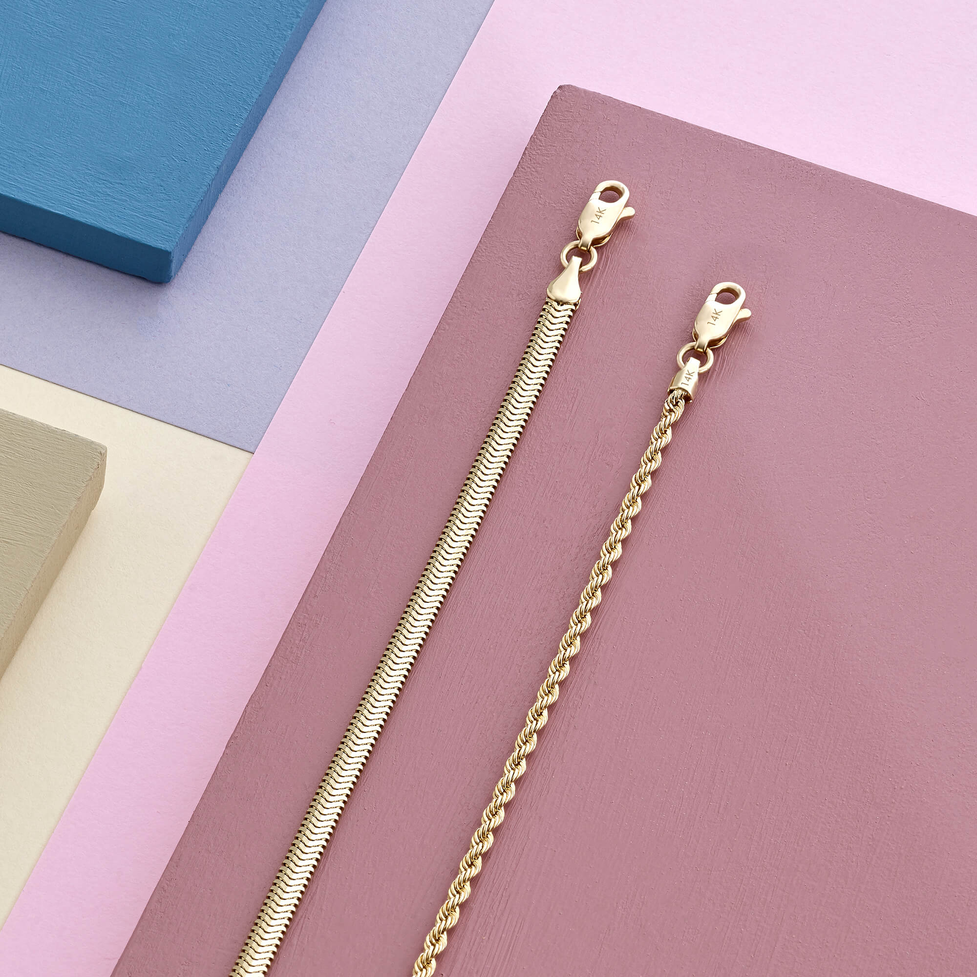 14k Real Yellow Gold Rope Chain Bracelet for Women
