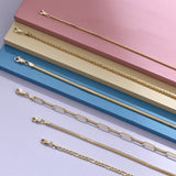 Dainty Paperclip Chain Necklace in 14k Solid Yellow Gold