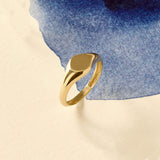Women's Round Engravable Signet Ring in 14k Real Yellow Gold