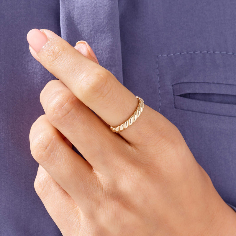 Dome Croissant Band Ring in 14k Real Gold