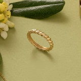 14k Real Gold Full Dome Croissant Band Ring