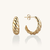 Croissant Earrings in 14k Real Gold