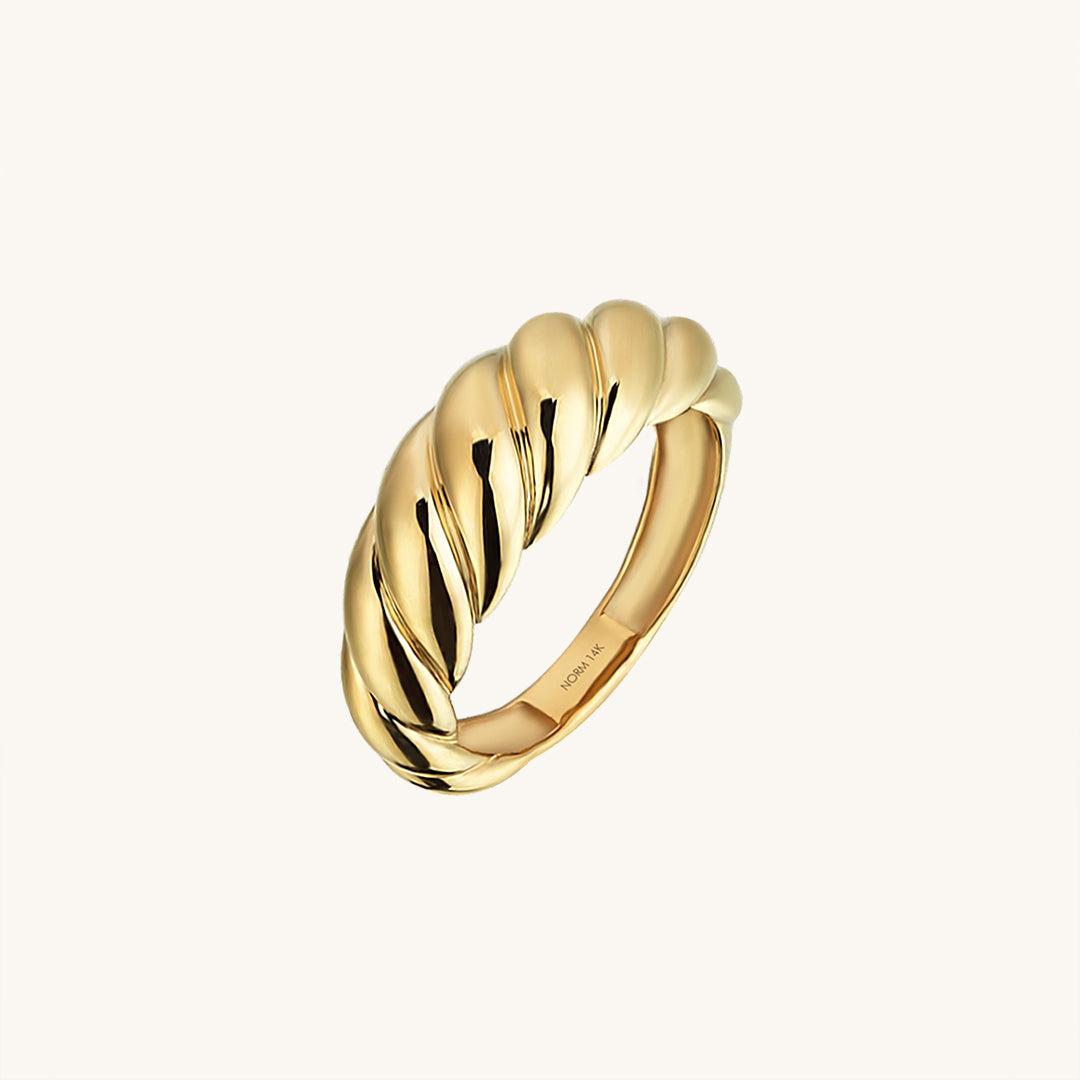 Women's Croissant Statement Ring in Real Yellow Gold