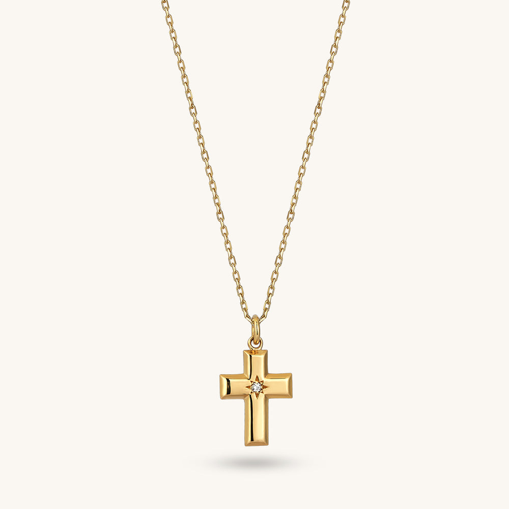 Solid 14kt gold store Frenada Singapore 14'' Inch Chain and Solid 14kt Gold Cross New