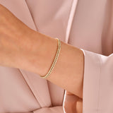 Ladies Cuban Links Chain Bracelet in 14k Yellow Gold