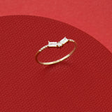 14k Real Gold Curved Baguette Ring