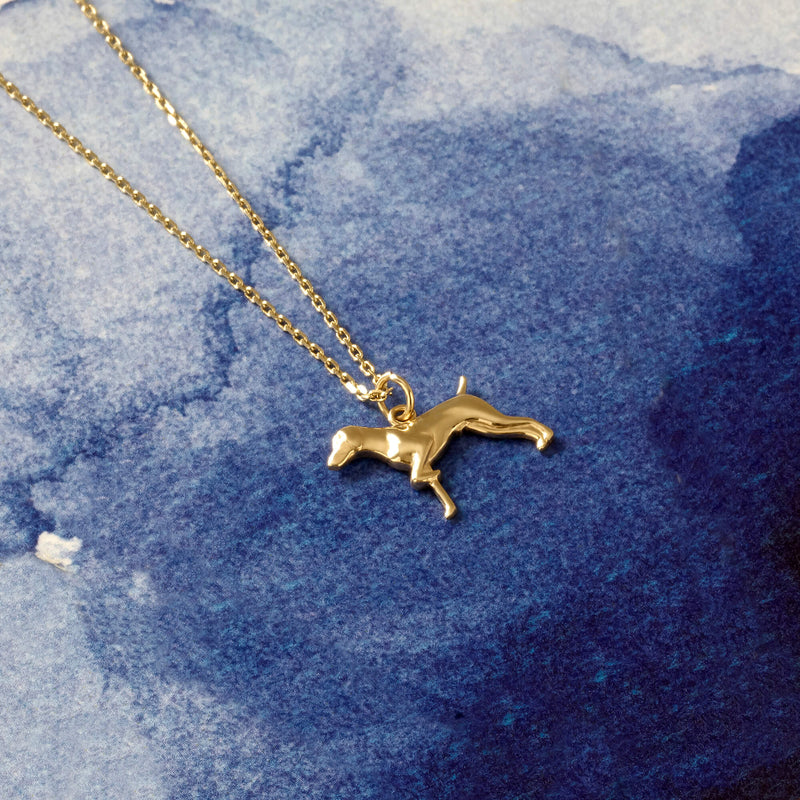 Small Dog Charm Pendant in 14k Solid Yellow Gold