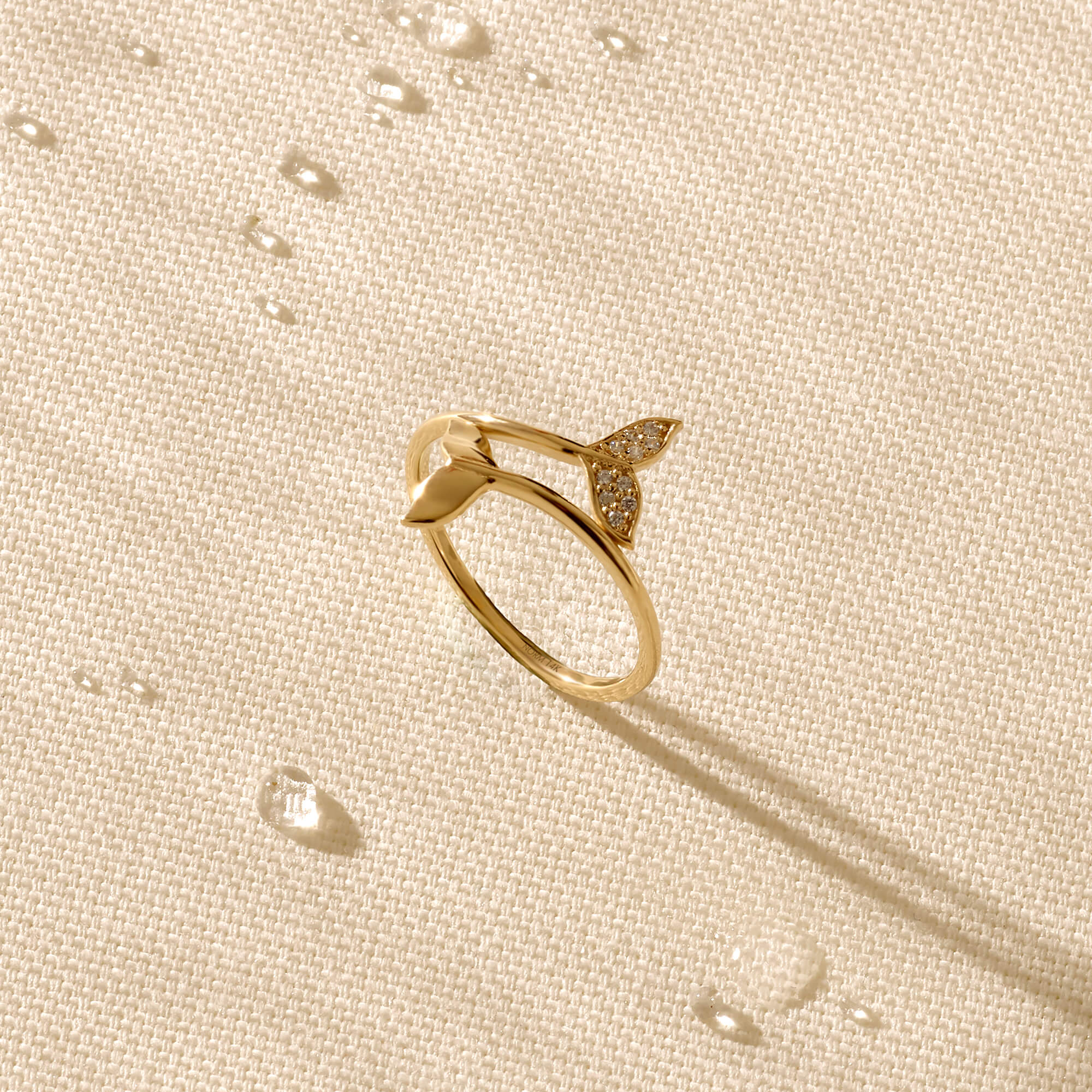 Women's Dolphin Tail Ring in 14k Solid Yellow Gold