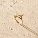Women's Dolphin Tail Ring in 14k Solid Yellow Gold