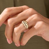 Dome Croissant  Ring in 14k Real Gold