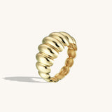 Dome Croissant Ring in 14k Solid Gold