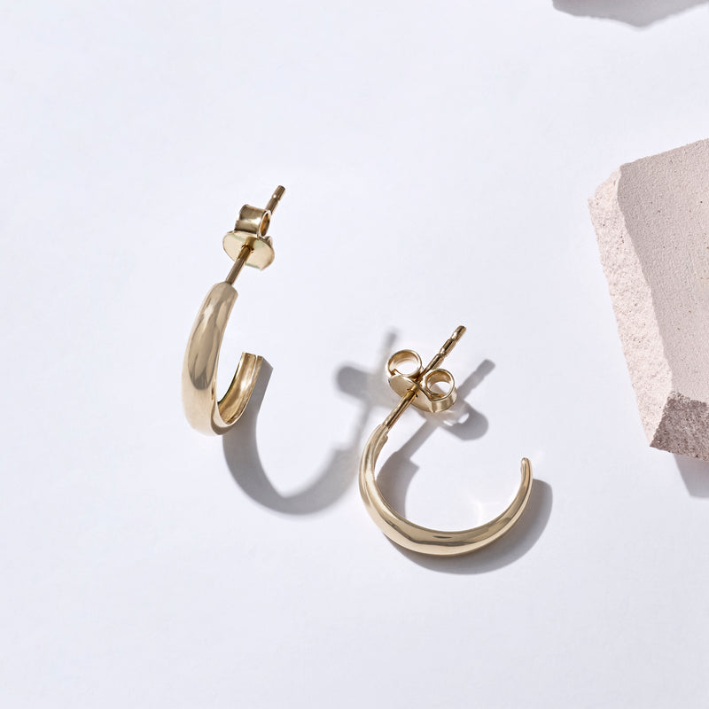 Dome Hoop Earrings in 14k Real Gold
