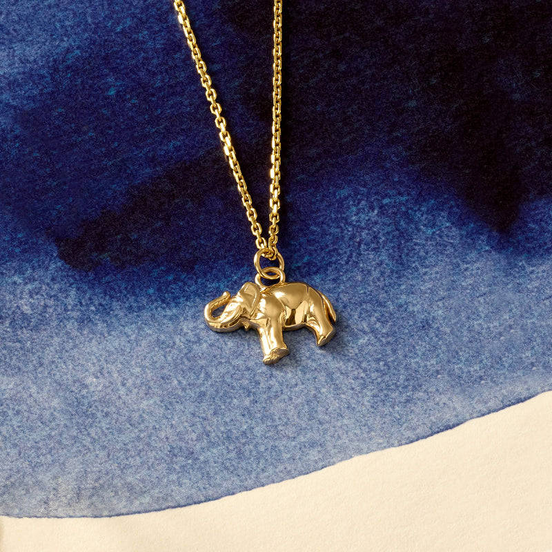 Small Elephant Pendant in 14k Real Yellow Gold