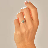 Dainty Emerald Oval Solitaire Ring in 14k Solid Yellow Gold