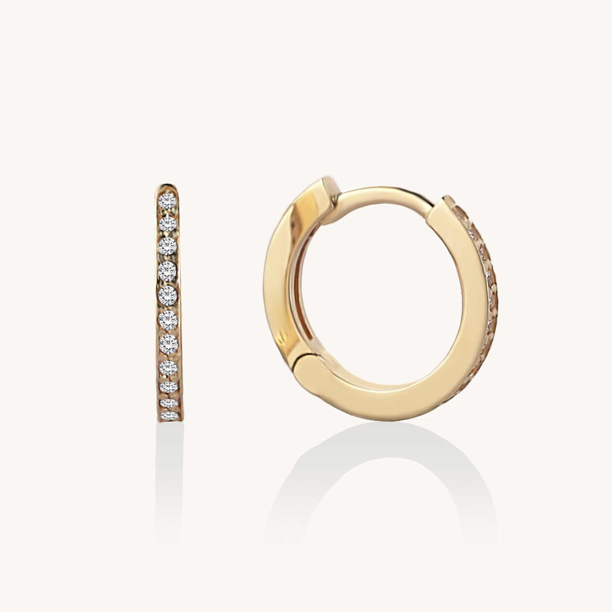 Eternity Huggie Hoop Earrings in 14k Solid Gold