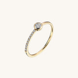 Eternity Solitaire Ring with White CZ in 14k Solid Gold