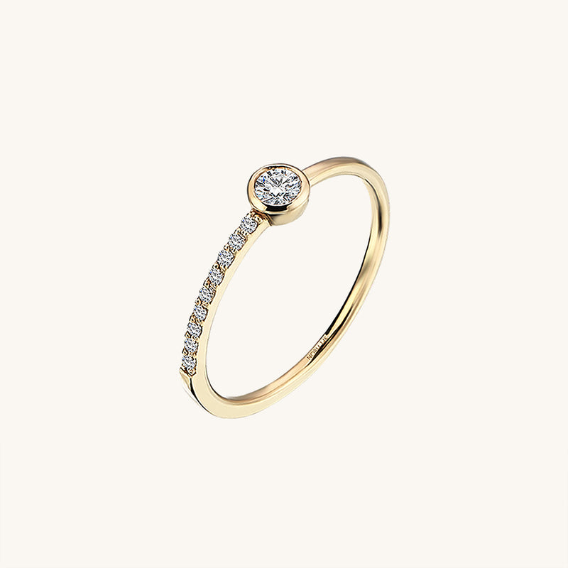 Eternity Solitaire Ring with White CZ in 14k Solid Gold