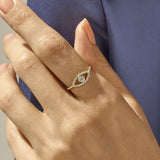 Women's Evil Eye Ring Paved with CZ in 14k Solid Gold