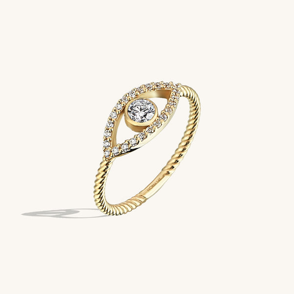 Women's Evil Eye Ring in 14k Solid Gold